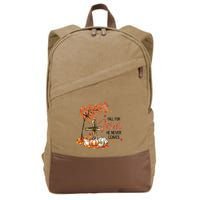 Fall For Jesus He Never Leaves Pumpkin Autumn Thanksgiving Cotton Canvas Backpack