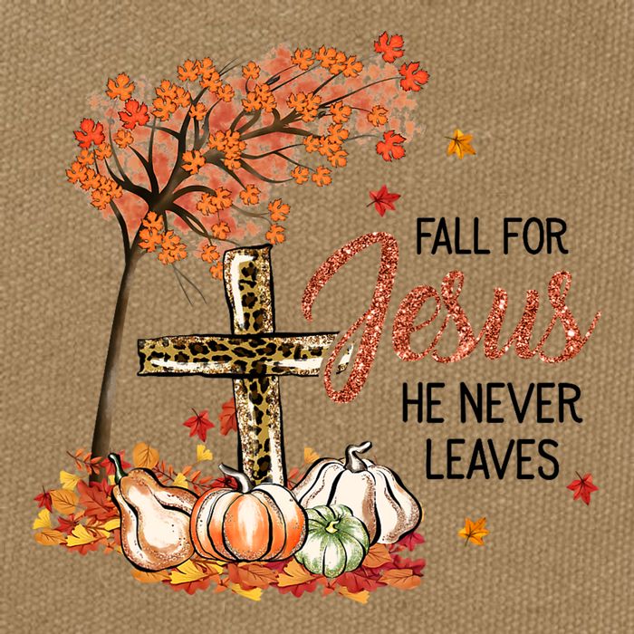 Fall For Jesus He Never Leaves Pumpkin Autumn Thanksgiving Cotton Canvas Backpack