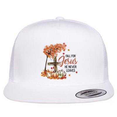 Fall For Jesus He Never Leaves Pumpkin Autumn Thanksgiving Flatbill Hat