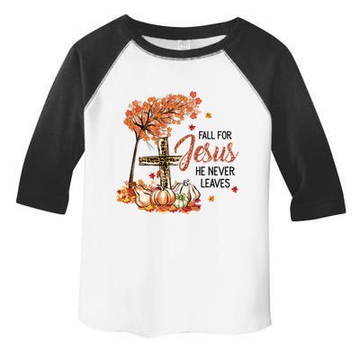 Fall For Jesus He Never Leaves Pumpkin Autumn Thanksgiving Toddler Fine Jersey T-Shirt