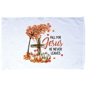 Fall For Jesus He Never Leaves Pumpkin Autumn Thanksgiving Microfiber Hand Towel