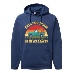 Fall For Jesus Autumn Pumpkin Faith Christian Gift Performance Fleece Hoodie