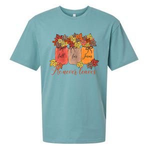 Fall For Jesus He Never Leaves Christian Lover Thanksgiving Gift Sueded Cloud Jersey T-Shirt