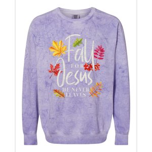 Fall For Jesus He Never Leaves Jesus Funny Gift Colorblast Crewneck Sweatshirt