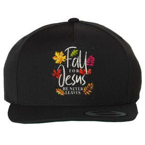 Fall For Jesus He Never Leaves Jesus Funny Gift Wool Snapback Cap