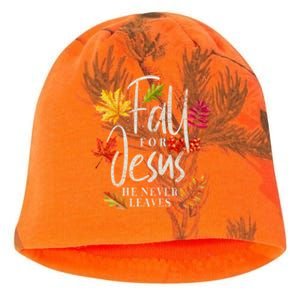 Fall For Jesus He Never Leaves Jesus Funny Gift Kati - Camo Knit Beanie