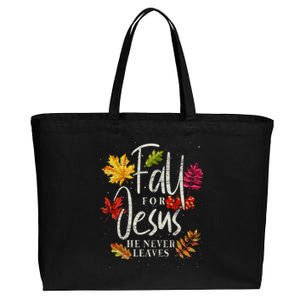 Fall For Jesus He Never Leaves Jesus Funny Gift Cotton Canvas Jumbo Tote