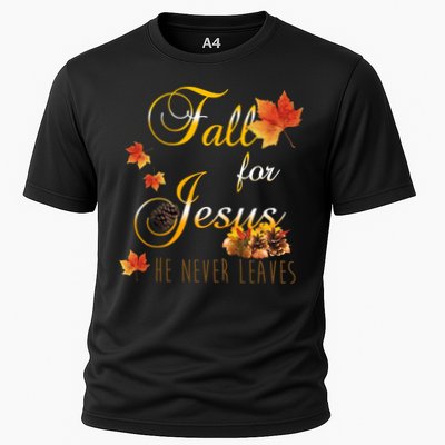 Fall For Jesus He Never Leaves Christian Autumn Season Performance Shirt