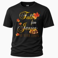 Fall For Jesus He Never Leaves Christian Autumn Season Cooling Performance Crew T-Shirt
