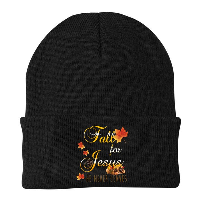 Fall For Jesus He Never Leaves Christian Autumn Season Beanie