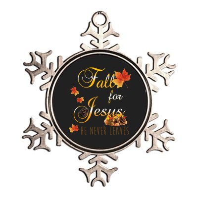 Fall For Jesus He Never Leaves Christian Autumn Season Metallic Star Ornament