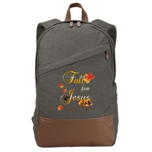 Fall For Jesus He Never Leaves Christian Autumn Season Cotton Canvas Backpack