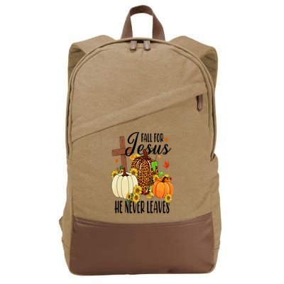 Fall For Jesus He Never Leaves Christian Autumn Thanksgiving  Cotton Canvas Backpack
