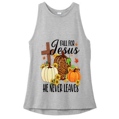 Fall For Jesus He Never Leaves Christian Autumn Thanksgiving  Ladies PosiCharge Tri-Blend Wicking Tank