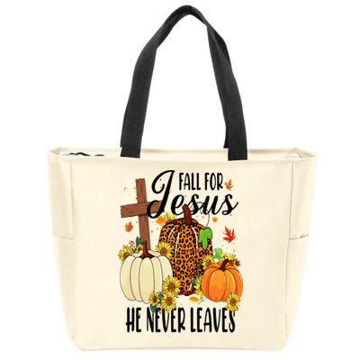 Fall For Jesus He Never Leaves Christian Autumn Thanksgiving  Zip Tote Bag