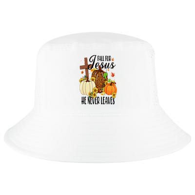 Fall For Jesus He Never Leaves Christian Autumn Thanksgiving  Cool Comfort Performance Bucket Hat