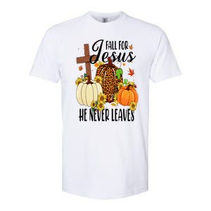 Fall For Jesus He Never Leaves Christian Autumn Thanksgiving  Softstyle CVC T-Shirt