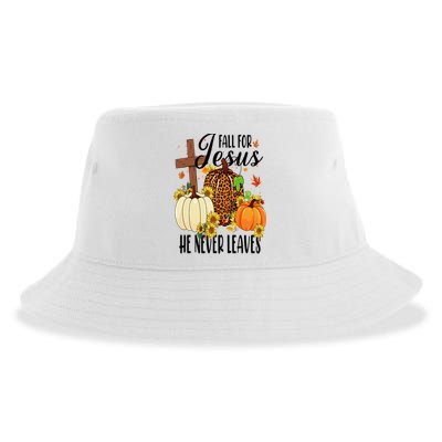 Fall For Jesus He Never Leaves Christian Autumn Thanksgiving  Sustainable Bucket Hat