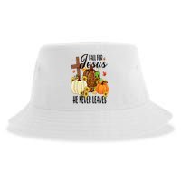 Fall For Jesus He Never Leaves Christian Autumn Thanksgiving  Sustainable Bucket Hat