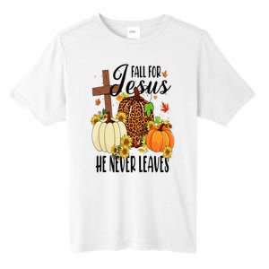 Fall For Jesus He Never Leaves Christian Autumn Thanksgiving  Tall Fusion ChromaSoft Performance T-Shirt