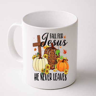 Fall For Jesus He Never Leaves Christian Autumn Thanksgiving  Mug