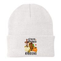 Fall For Jesus He Never Leaves Christian Autumn Thanksgiving  Beanie