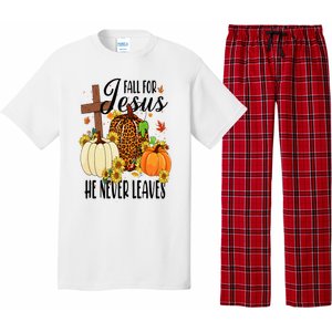 Fall For Jesus He Never Leaves Christian Autumn Thanksgiving  Pajama Set