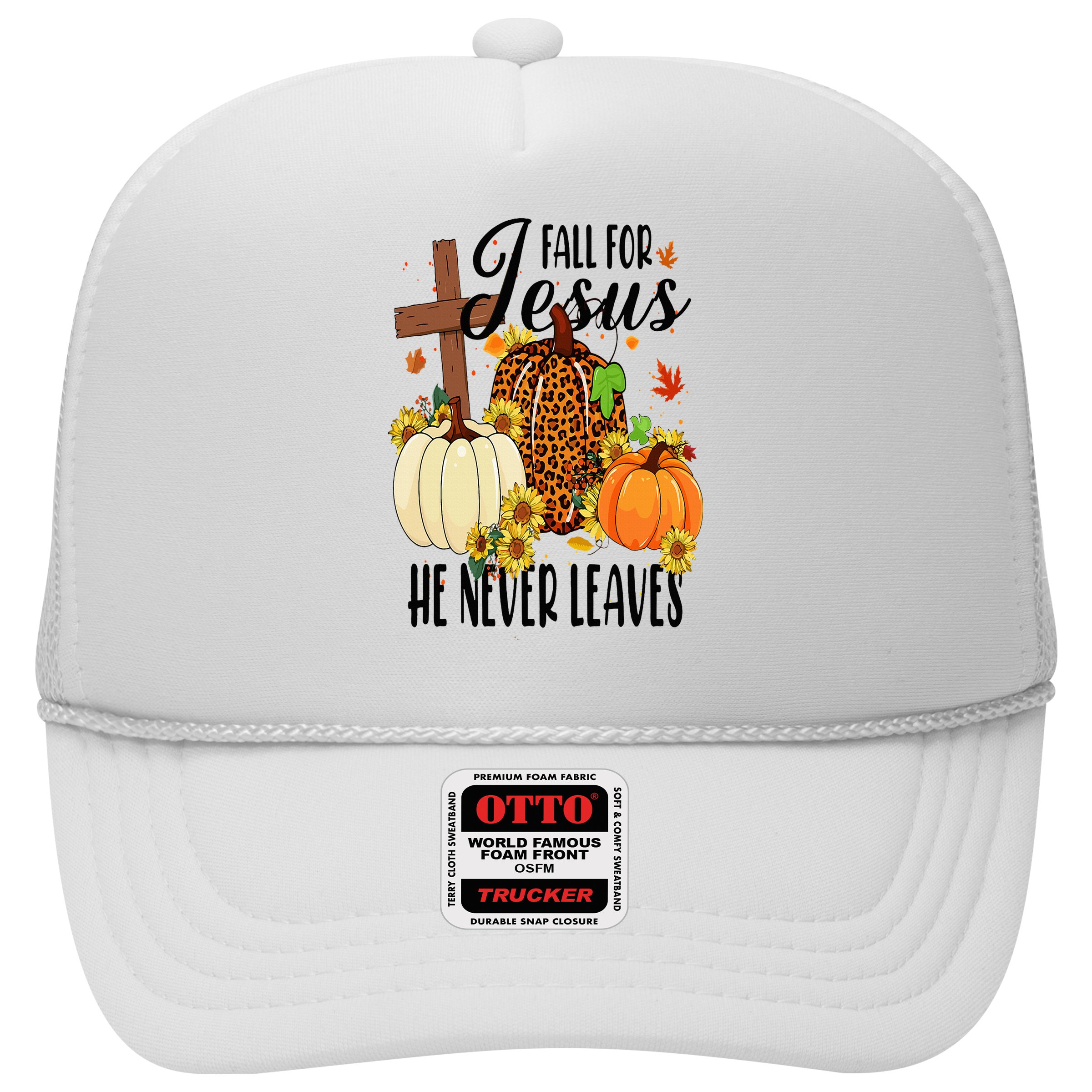 Fall For Jesus He Never Leaves Christian Autumn Thanksgiving  Hat