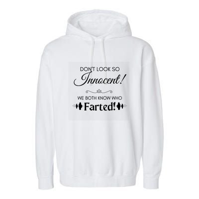 Funny Fart Joke Design Dont Look So Innocent!  Cute Gift Garment-Dyed Fleece Hoodie