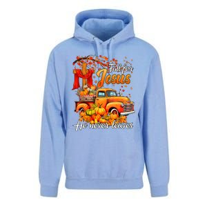 Fall For Jesus He Never Leaves Thanksgiving Christian Autumn Unisex Surf Hoodie