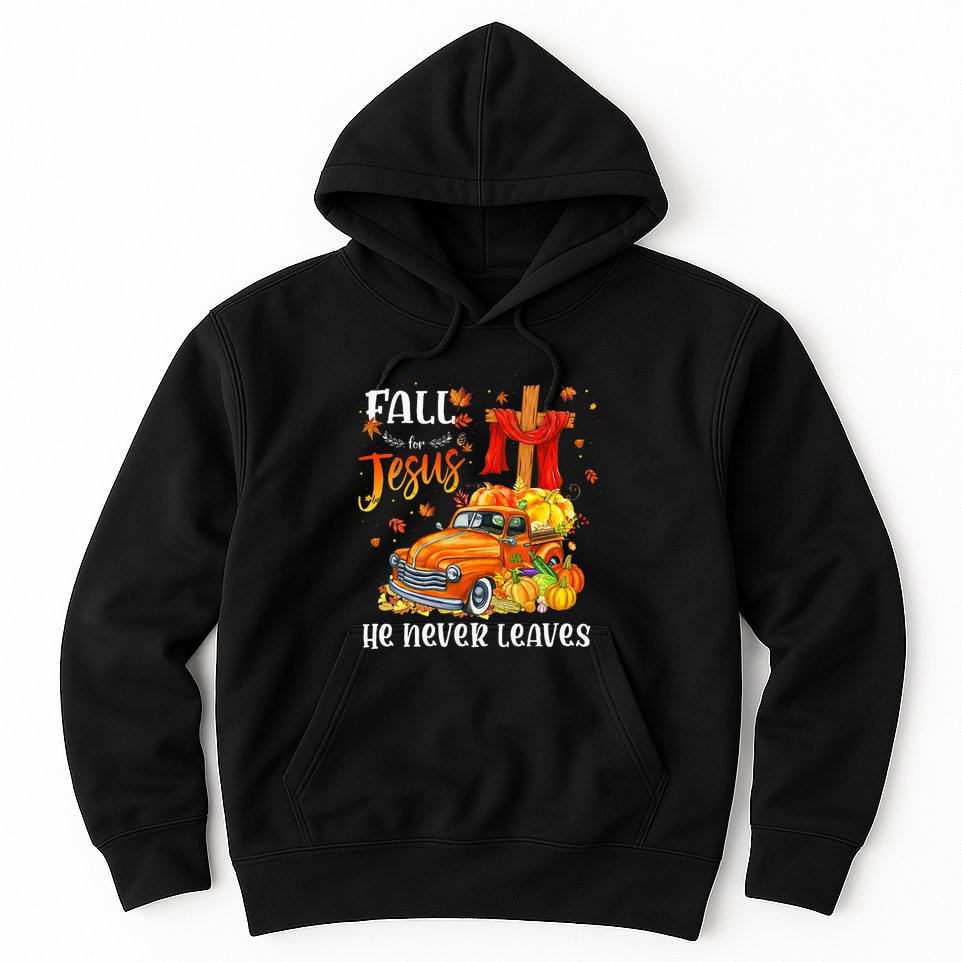Fall For Jesus He Never Leaves Cross Jesus Christian Lover Hoodie