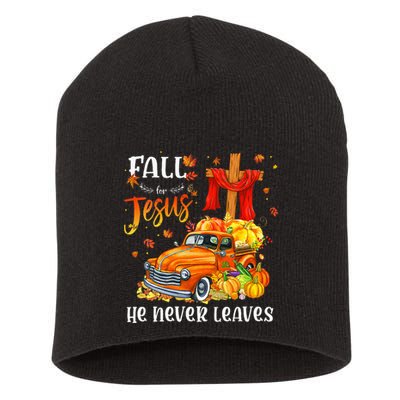 Fall For Jesus He Never Leaves Cross Jesus Christian Lover Short Acrylic Beanie