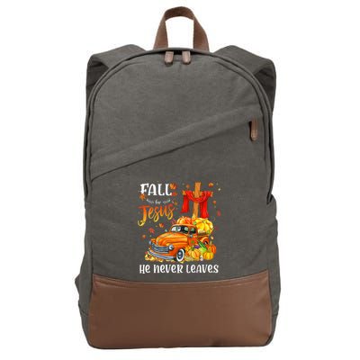 Fall For Jesus He Never Leaves Cross Jesus Christian Lover Cotton Canvas Backpack