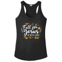 Fall For Jesus He Never Leaves Shirt Christian Lover Gift Ladies PosiCharge Competitor Racerback Tank