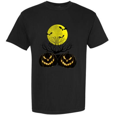 Fanged Fire Jack O Lantern Pumpkin Halloween Premium Garment-Dyed Heavyweight T-Shirt