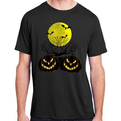 Fanged Fire Jack O Lantern Pumpkin Halloween Premium Adult ChromaSoft Performance T-Shirt