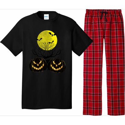 Fanged Fire Jack O Lantern Pumpkin Halloween Premium Pajama Set