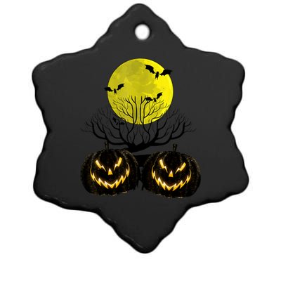 Fanged Fire Jack O Lantern Pumpkin Halloween Premium Ceramic Star Ornament