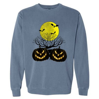 Fanged Fire Jack O Lantern Pumpkin Halloween Premium Garment-Dyed Sweatshirt