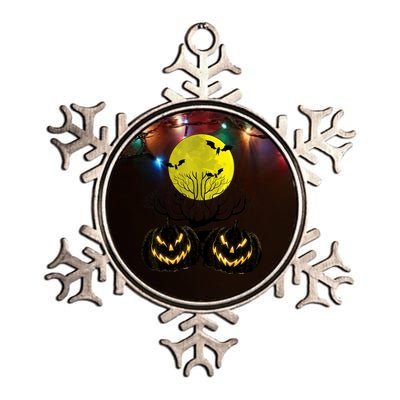 Fanged Fire Jack O Lantern Pumpkin Halloween Premium Metallic Star Ornament