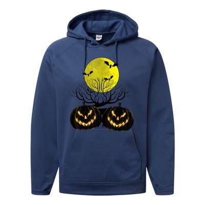 Fanged Fire Jack O Lantern Pumpkin Halloween Premium Performance Fleece Hoodie