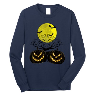 Fanged Fire Jack O Lantern Pumpkin Halloween Premium Long Sleeve Shirt