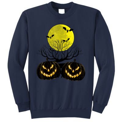 Fanged Fire Jack O Lantern Pumpkin Halloween Premium Sweatshirt