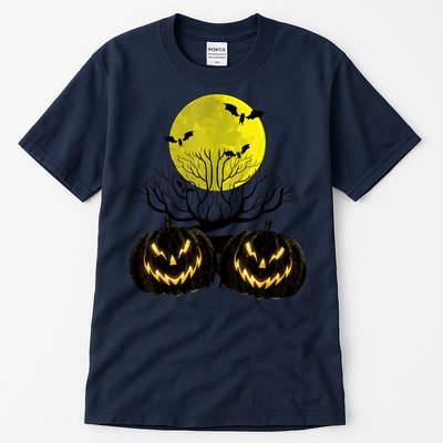 Fanged Fire Jack O Lantern Pumpkin Halloween Premium Tall T-Shirt