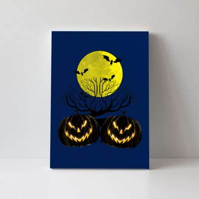 Fanged Fire Jack O Lantern Pumpkin Halloween Premium Canvas