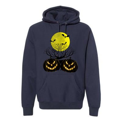 Fanged Fire Jack O Lantern Pumpkin Halloween Premium Premium Hoodie