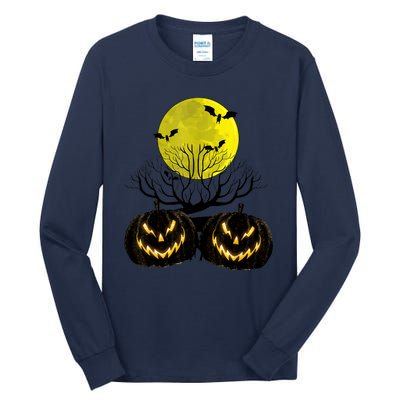 Fanged Fire Jack O Lantern Pumpkin Halloween Premium Tall Long Sleeve T-Shirt