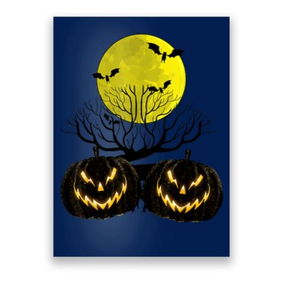 Fanged Fire Jack O Lantern Pumpkin Halloween Premium Poster