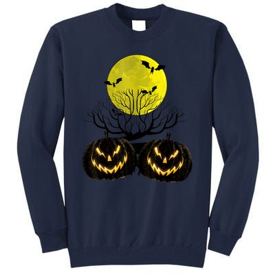 Fanged Fire Jack O Lantern Pumpkin Halloween Premium Tall Sweatshirt