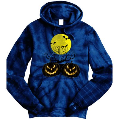 Fanged Fire Jack O Lantern Pumpkin Halloween Premium Tie Dye Hoodie